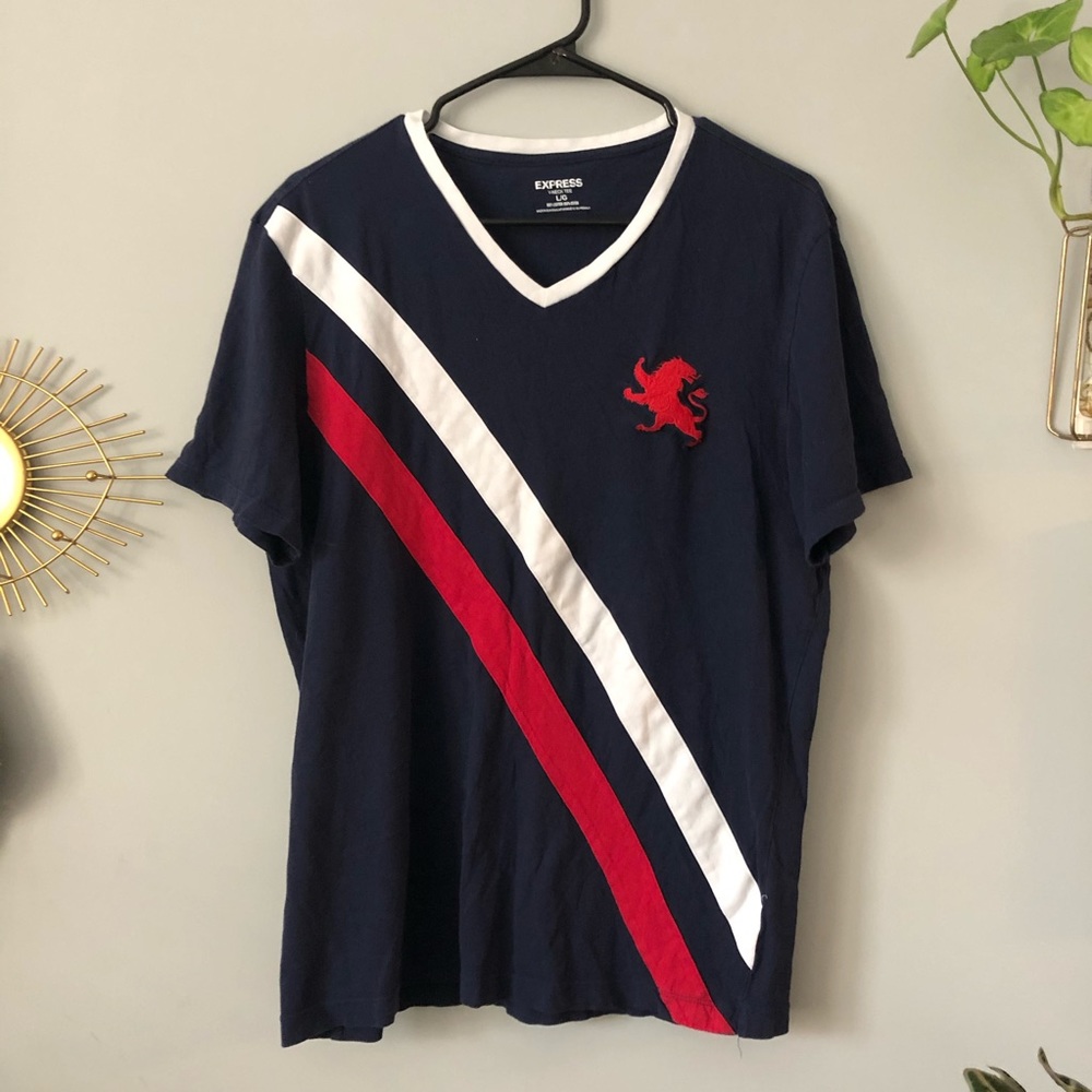 Express navy striped lion tee